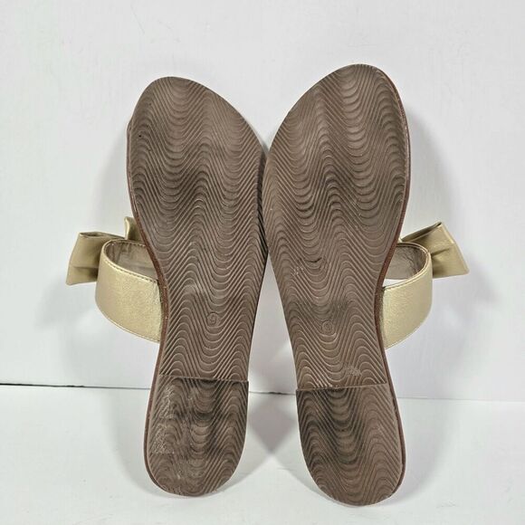 Anna & Ava Faux Leather Sandals Gold Bows Women's Size 9 Brown Romantic Coquette - Picture 8 of 8
